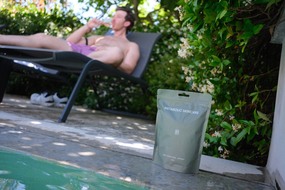 metabolic skincare package by pool